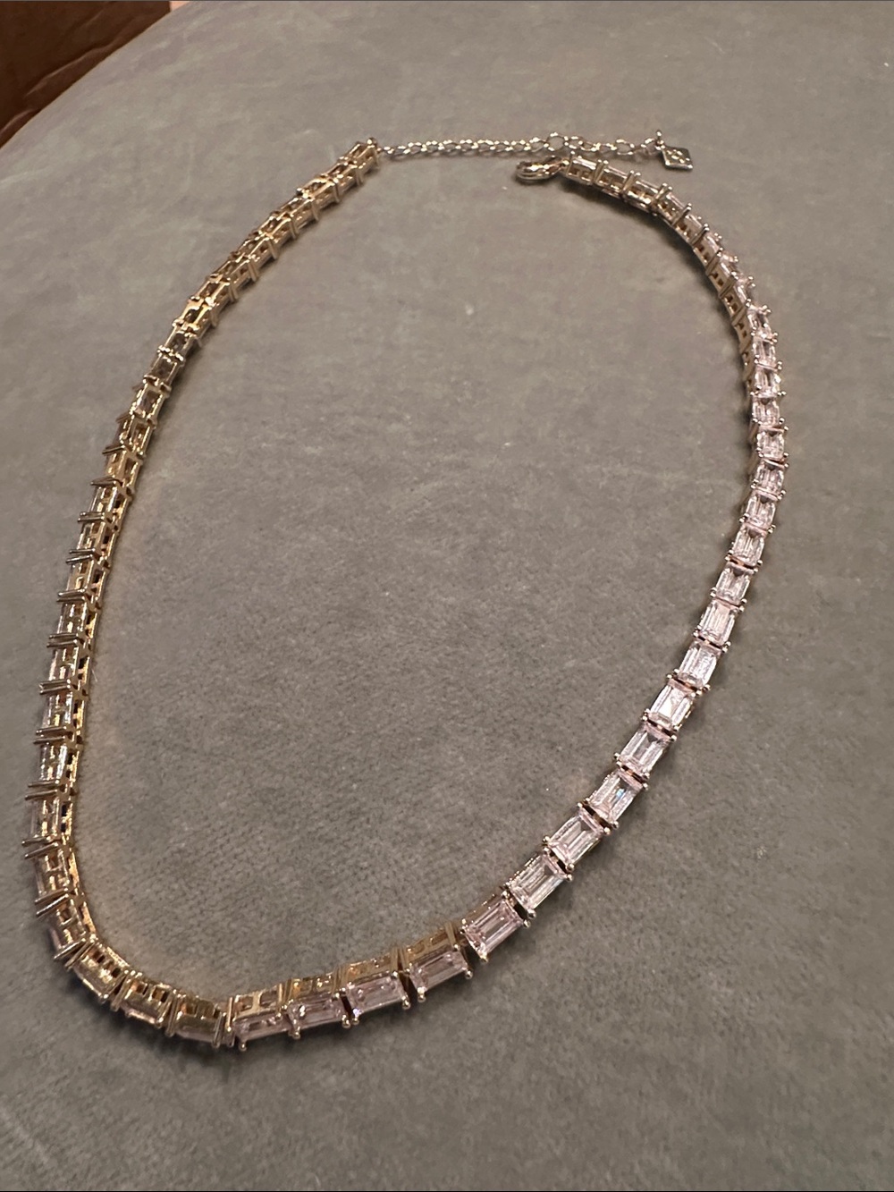 Elegant Silver-Tone Baguette Tennis Necklace - Women